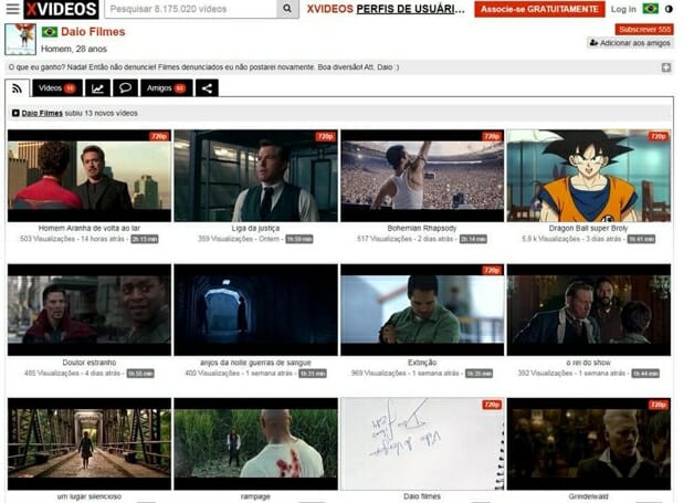 Xvideos está sendo utilizado para compartilhamento de filmes que foram  barrados pelo  - CinePOP