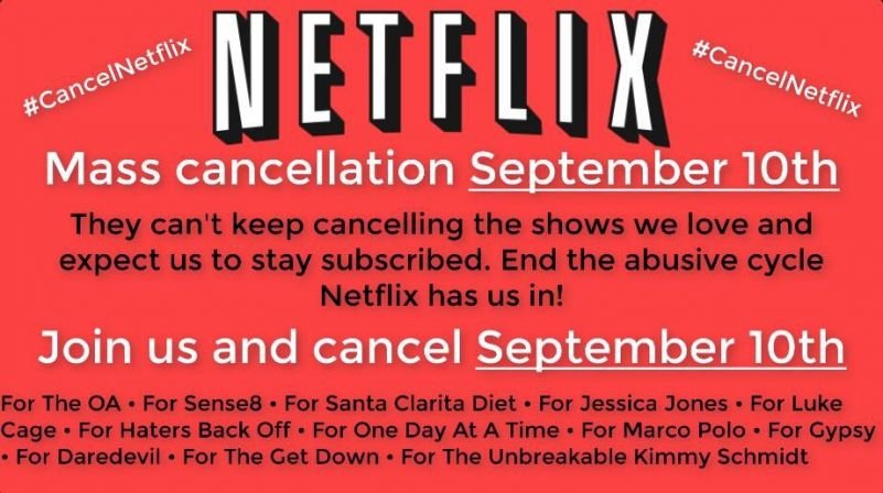 Assinantes da Netflix organizam saída em massa após cancelamento