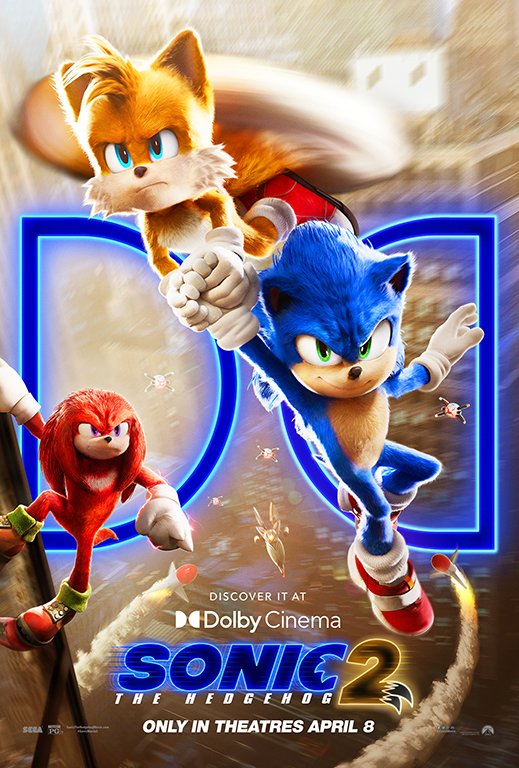 Sonic 2 – O Filme': Dolby Cinema divulga pôster INCRÍVEL do filme; Confira!  - CinePOP