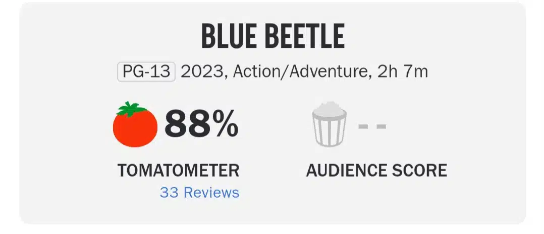 Besouro Azul supera Barbie em aprovação do público e estreia com excelentes  avaliações no Rotten Tomatoes