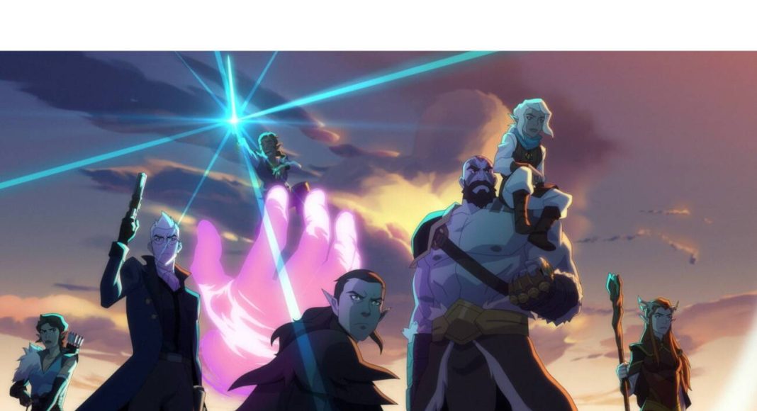 vox machina season 3 Personagens de fantasia em poses com poderes mágicos.