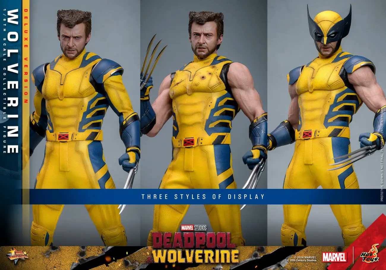 Figura colecionável do Wolverine em três estilos diferentes.