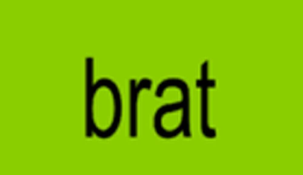 charli xcx brat Palavra "brat" em fundo verde.