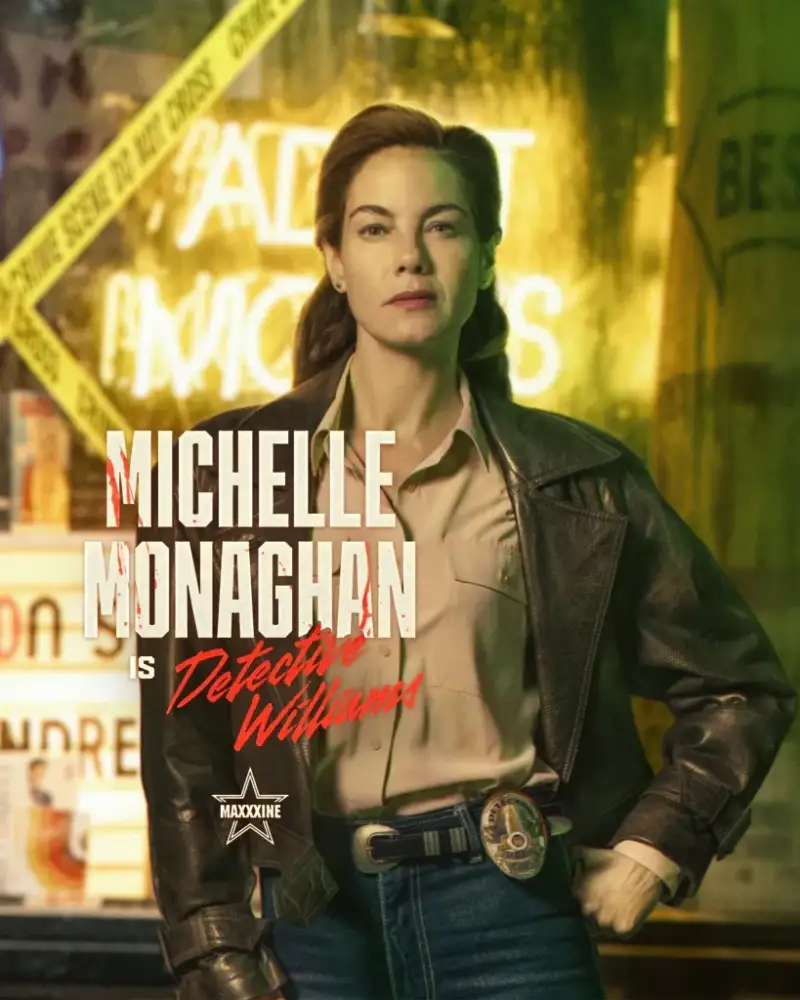 Atriz Michelle Monaghan como Detetive Williams, crime em investigação.