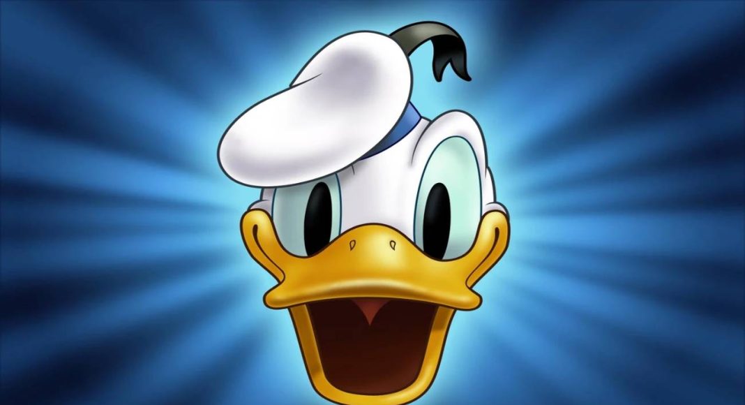 pato donald Rosto do personagem de desenho animado com chapéu.
