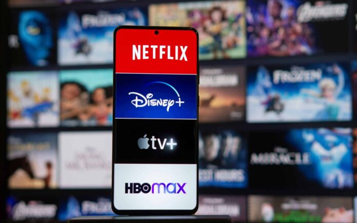 Principais serviços de streaming: Netflix, Disney+, Apple TV+, HBO Max.