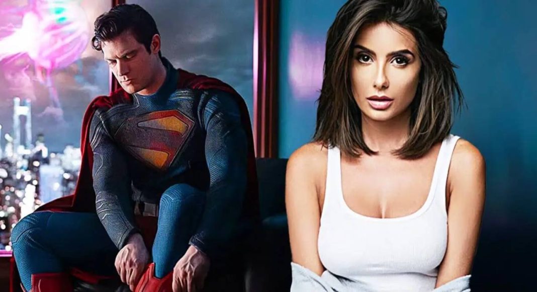 Superman e mulher em montagem gráfica.