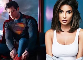 Superman e mulher em montagem gráfica.