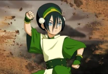 Personagem Toph Beifong dominando a terra no Avatar.