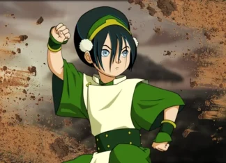 Personagem Toph Beifong dominando a terra no Avatar.