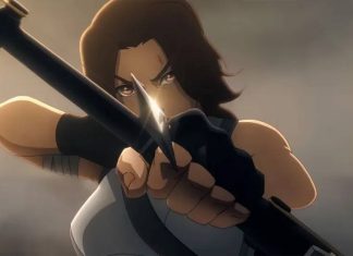Personagem animado mirando com arco e flecha.