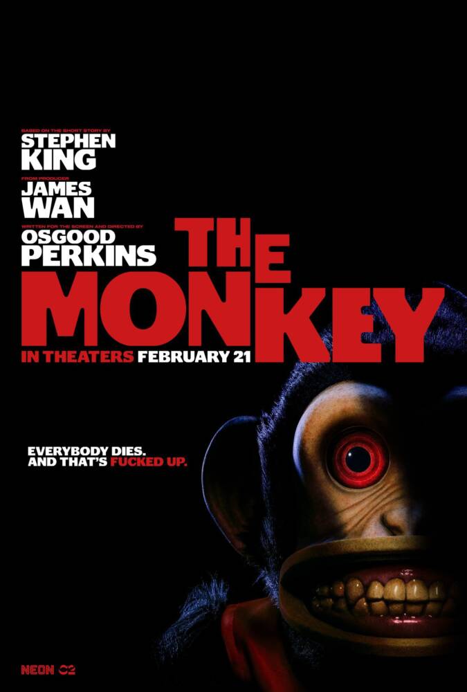 Cartaz do filme The Monkey, terror psicológico.