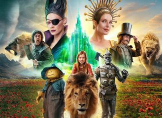 Personagens fantasia reunidos em paisagem mágica.