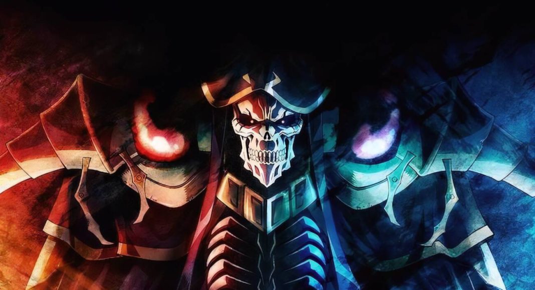 overlord3 Personagem esqueleto com armadura mágica, cores vibrantes.
