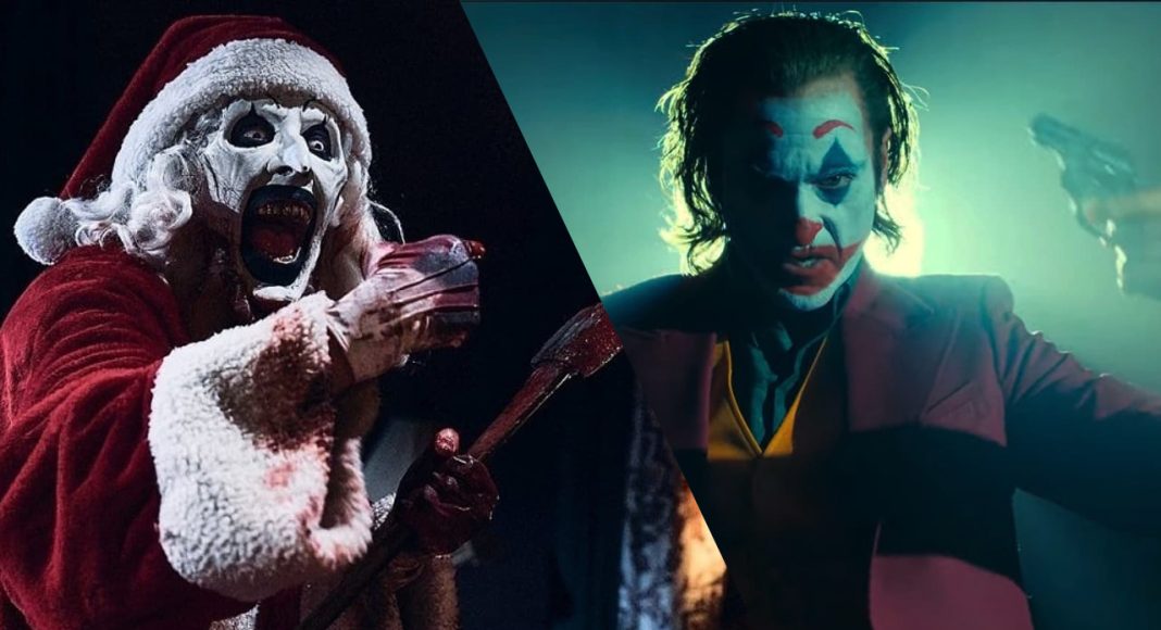 terrifier joker Palhaço e Papai Noel assustadores.