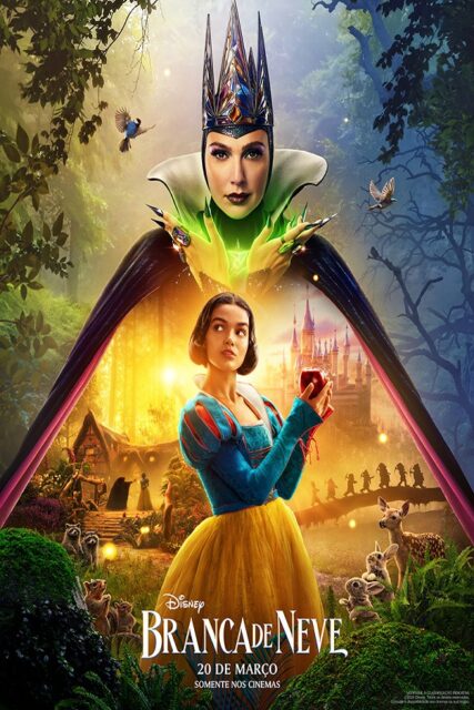 Pôster do filme Branca de Neve com personagens e castelo