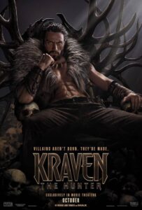 Pôster do filme Kraven com homem e trono de ossos