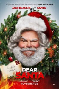 Jack Black caracterizado como Papai Noel, filme Dear Santa