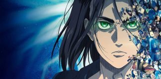 Personagem de anime com olhos verdes e cabelo preto