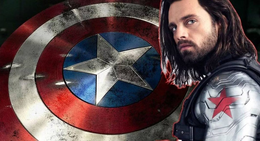 Personagem com escudo de super-herói ao fundo