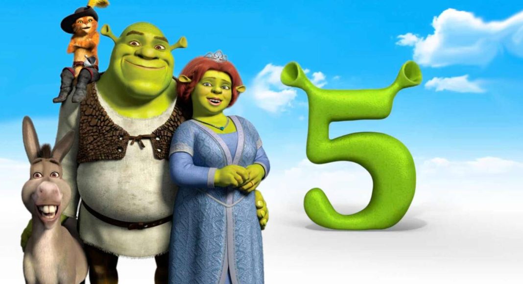 Shrek, Fiona, Burro e Gato com número 5