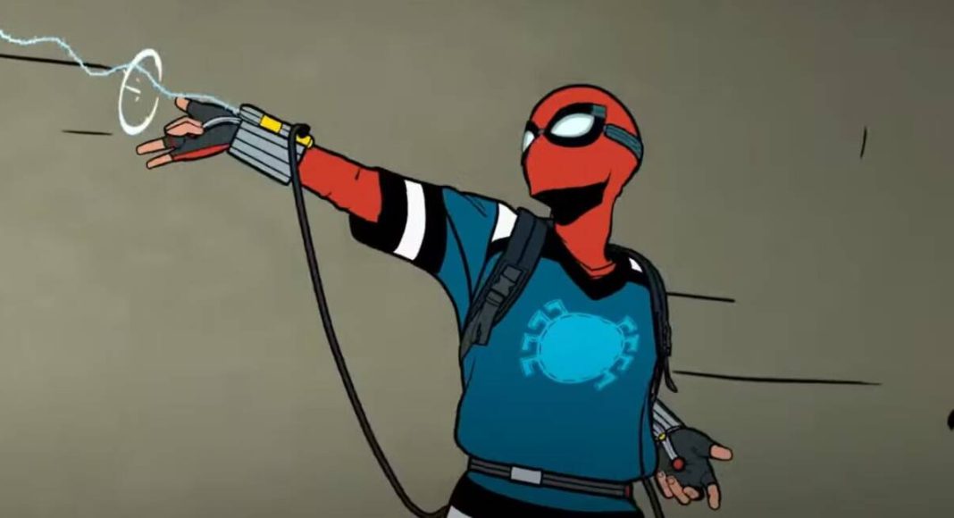 your friendly neighborhood spider man Homem-Aranha animado disparando teia