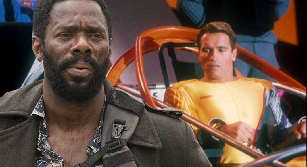 Dois homens em cenas de filme de ação