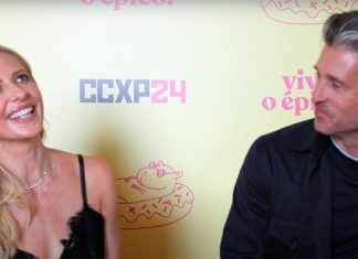 Homem e mulher sorrindo em evento CCXP24