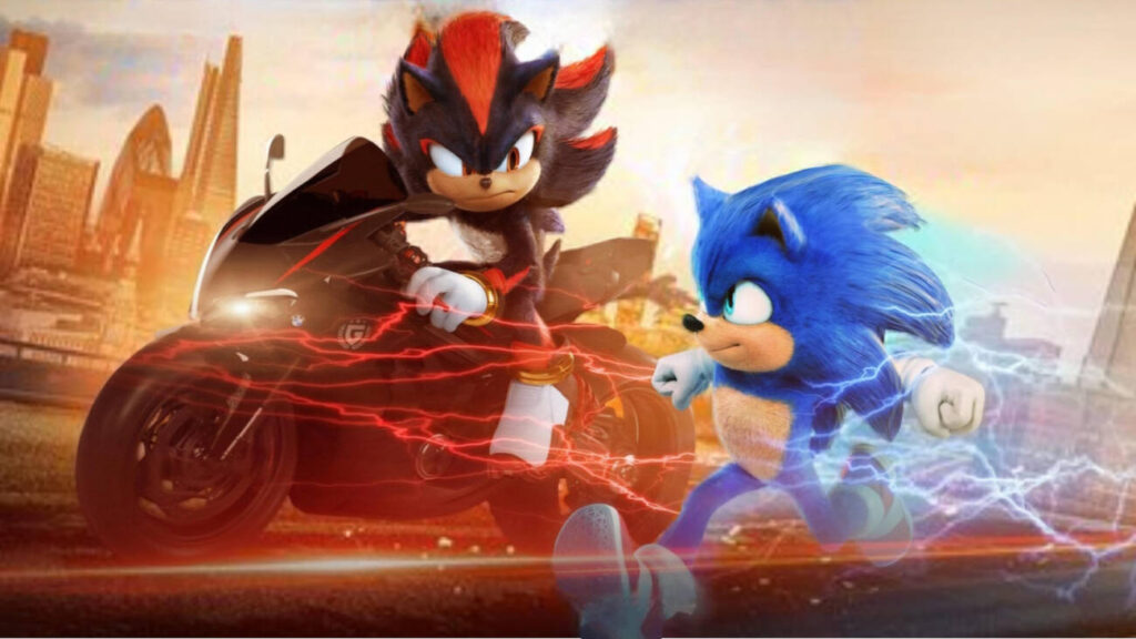 Sonic e Shadow em ação com efeitos especiais