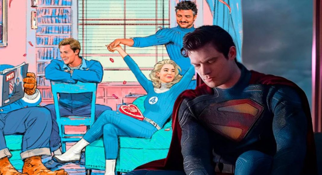 Superman triste e Quarteto Fantástico desenhados animados