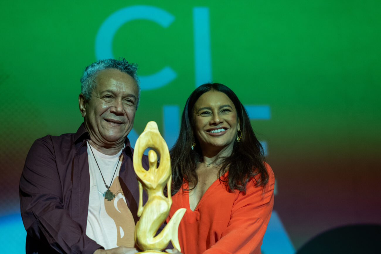 O idealizador do Cinemato, Luiz Borges, e a atriz Dira Paes. Foto: Divulgação/Cinemato